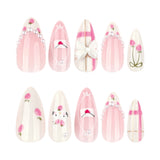 Uñas postizas con diseño de viento para niña, con diseño de almendras, fresas, extraíbles, producto terminado, venta al por mayor | 365nails