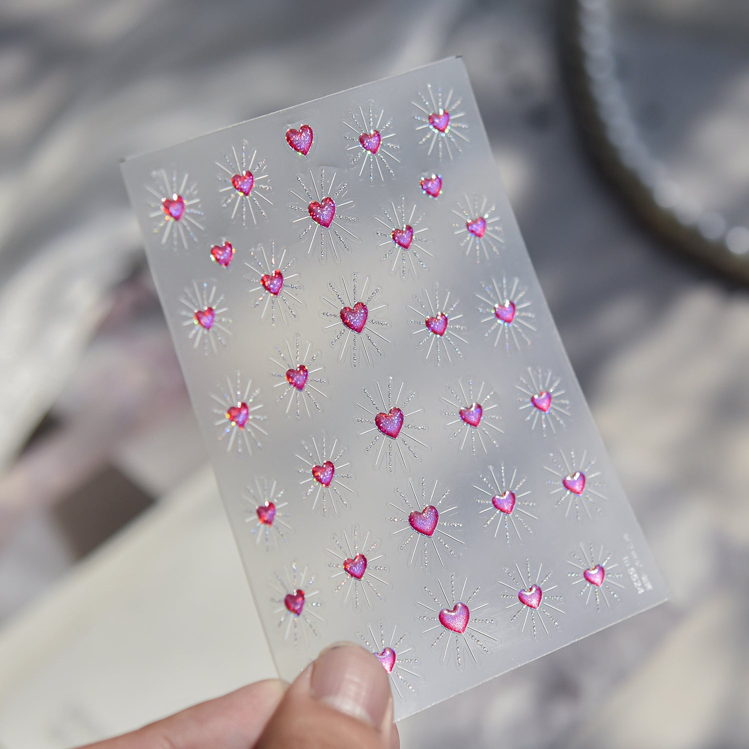 Pink Heart Sparkle – Romantic Sweet Nail Art Stickers