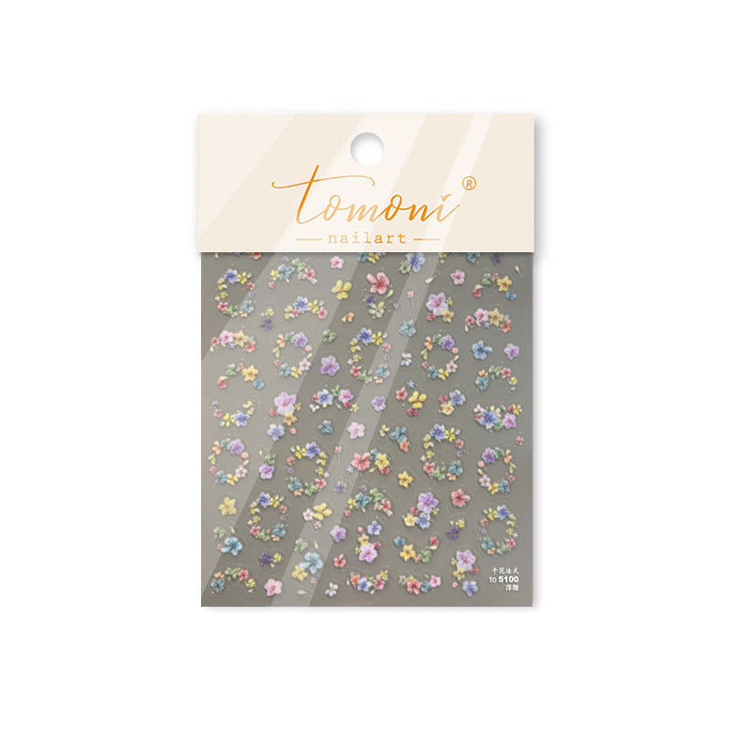 Pastel Mini Wildflower Mix: "Thousand Flower Impression" – 5D Embossed Nail Sticker