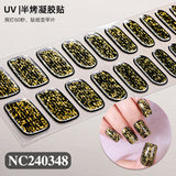 Semi-Cured Gel Nail Strips Brocade Sparkle Cloud Pattern Gold Glossy Set (MOQ=3)