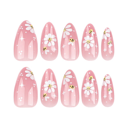 product summer little bee flower  wholesale short star  art fake nail｜365nails