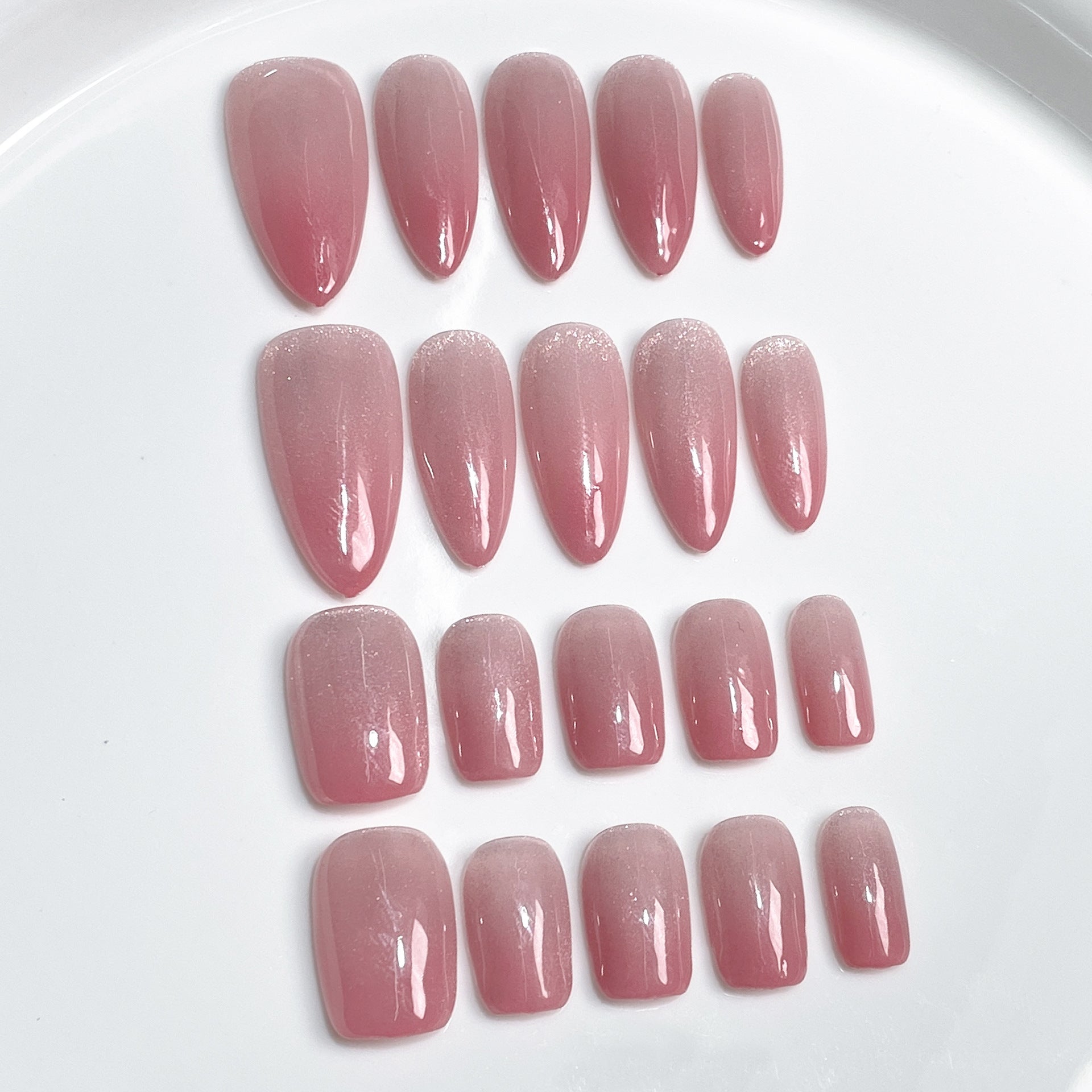 Simple Cat-Eye Pink Nails with Soft Shimmer Glow
