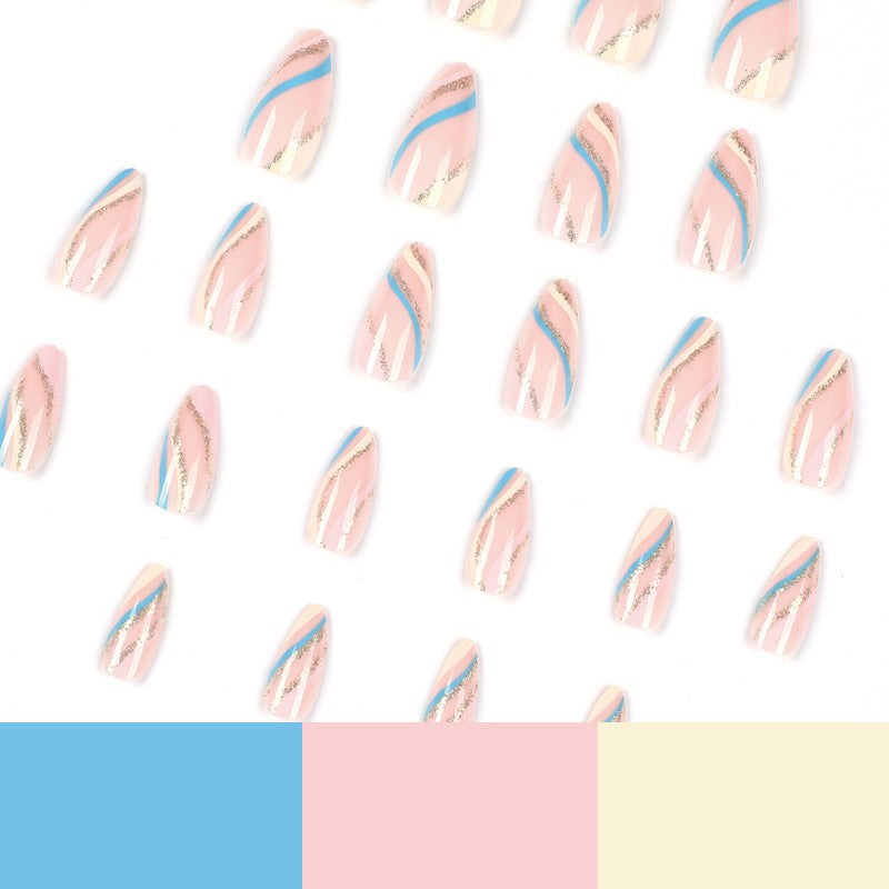 Nail patch wholesale simple multi-color wave nail piece nail Press on nails piece wholesale removable nail｜365nails