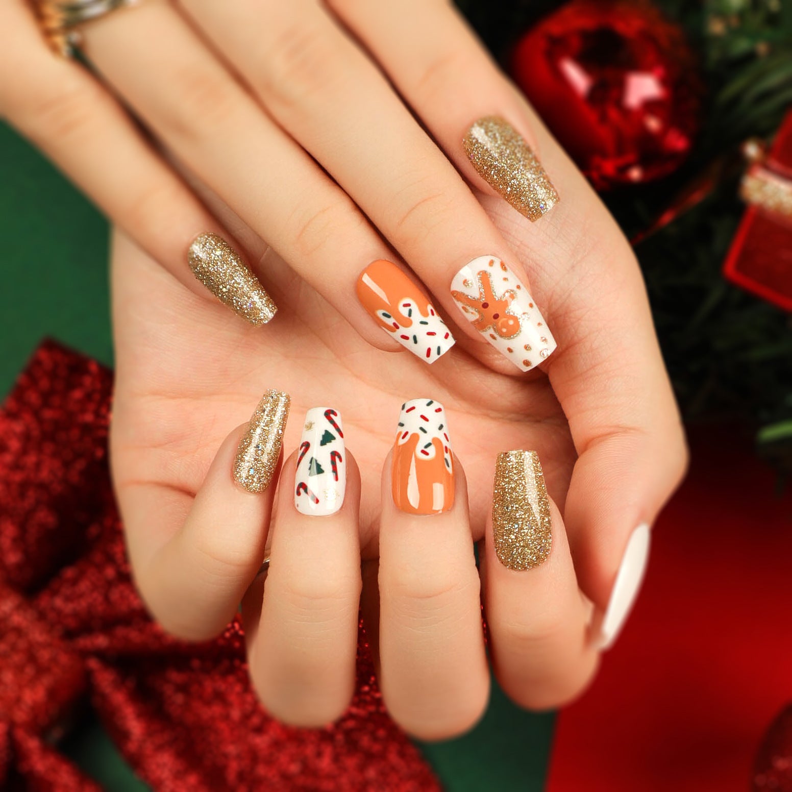 Nova arte de unha de alce de Natal removível, especial para balé, unhas postiças, produtos para unhas, atacado de produtos acabados｜365 unhas