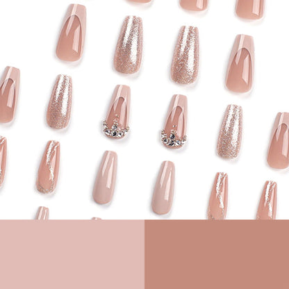 Factory wholesale French glitter press-on nails solid color simple long ladder manicure nail piece  style fake nail nail piece｜365nails