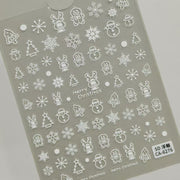 冬季聖誕雪花指甲貼 5D 浮雕 立體 白色鏤空 雪花裝飾貼 CA