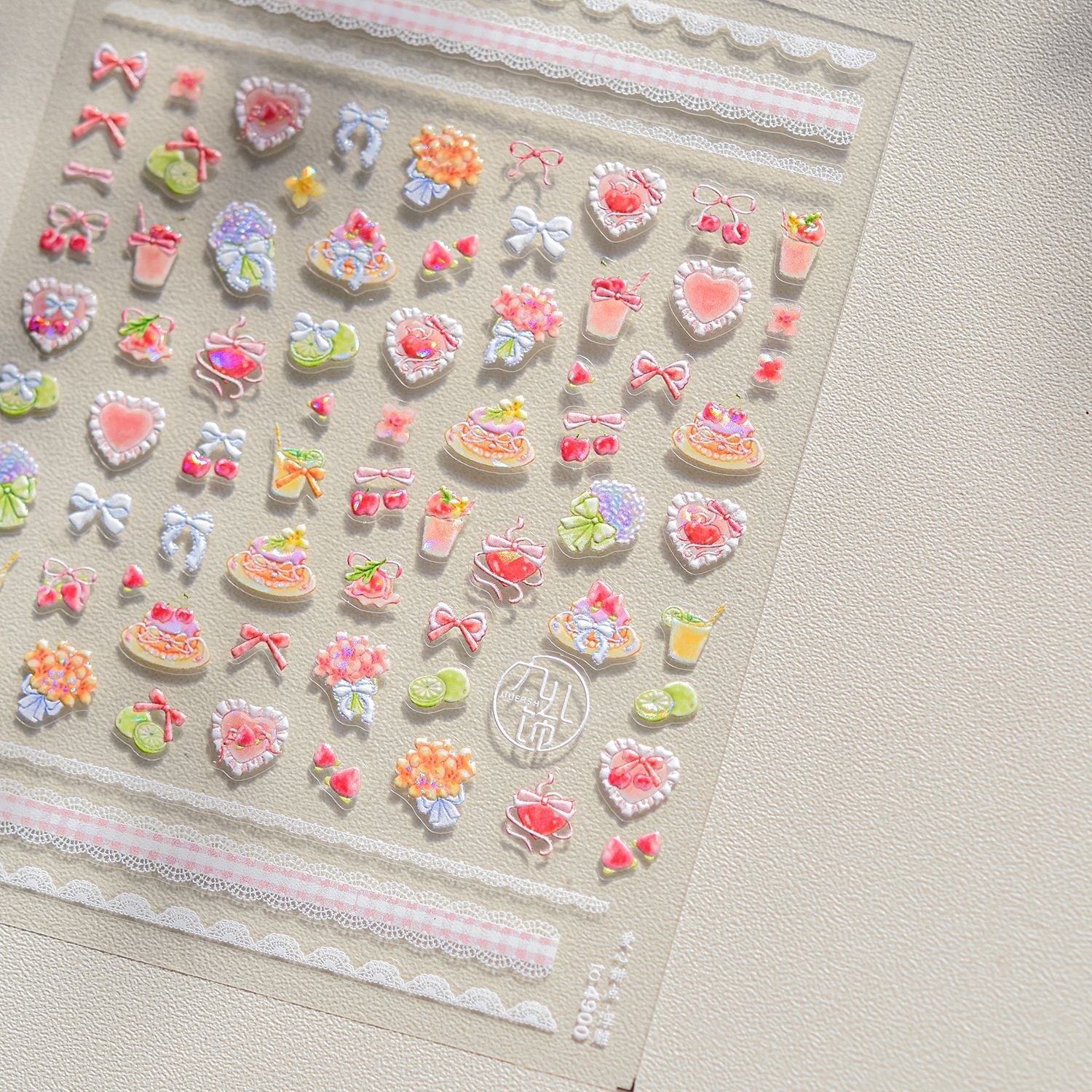 Sweet Dessert & Lace: "Pastel Treats" – 3D Nail Sticker