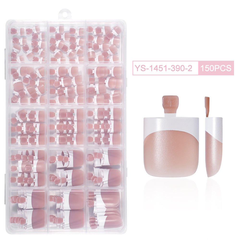 Nail Tips Press-on toenails French Short Foot Nail Nude Traceless Prefabricated (MOQ=3)
