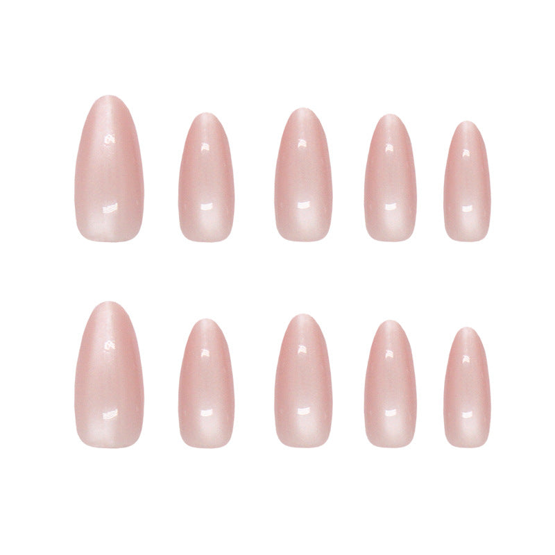 Nail Tips  prefabricated nail simple pink cat eye medium and long almond nail  removable nail art pieces 30 pieces｜365nails