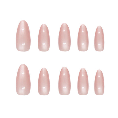 Nail Tips  prefabricated nail simple pink cat eye medium and long almond nail  removable nail art pieces 30 pieces｜365nails