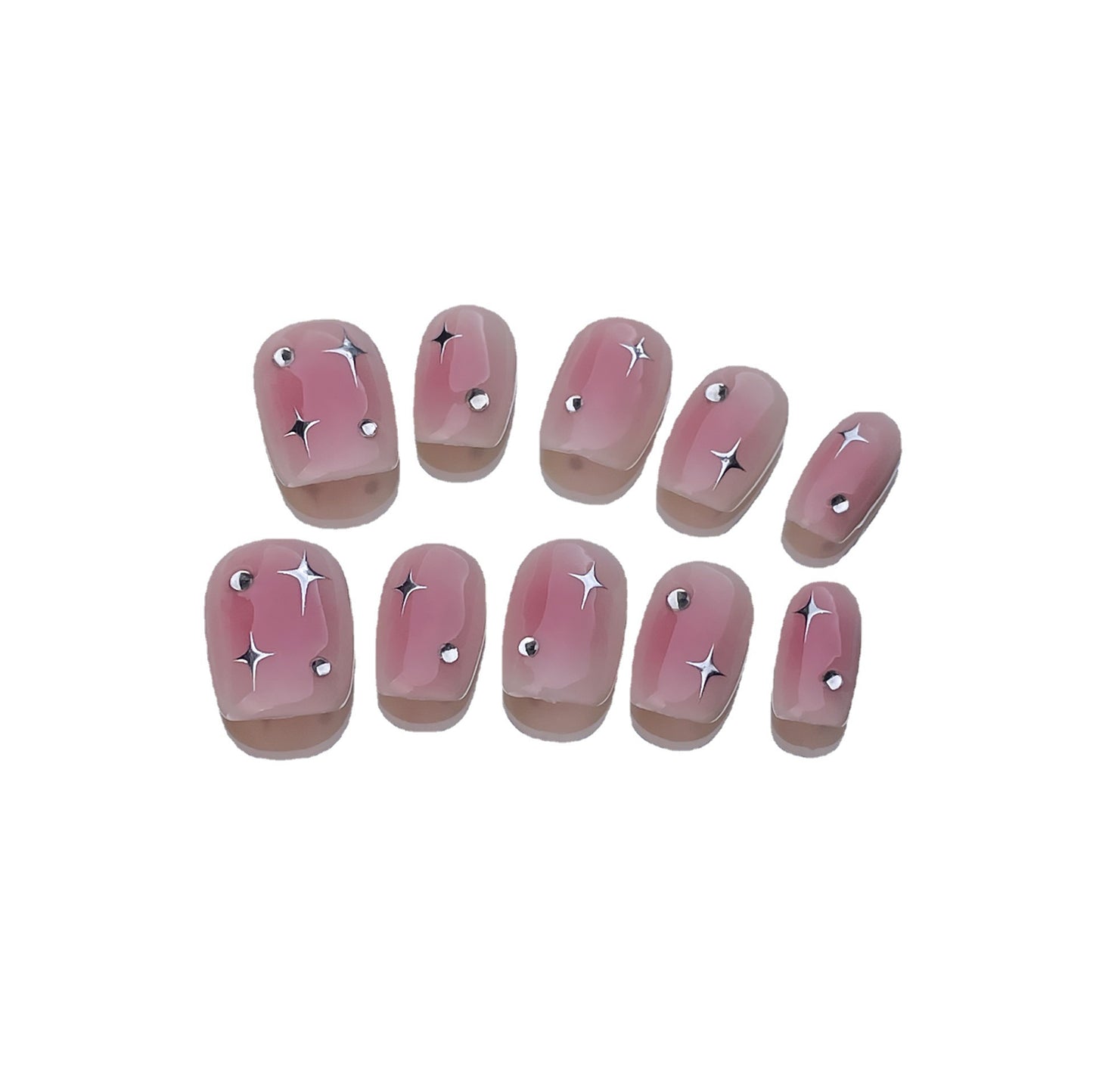 Uñas postizas hechas a mano, con pistola rociadora, rubor, difuminado, estrella, parche corto, pieza de uña de alta gama, producto terminado | 365nails