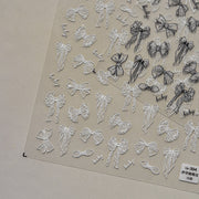 Sheer Tulle Bow: "Clear White" – 3D Nail Sticker