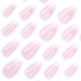 Pink and white gradual change wearable nail piece minimalist detachable nail art short almond repeatable wearable nail art wholesale｜365nails