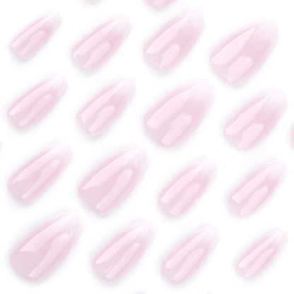 Peça de unha vestível com mudança gradual rosa e branca, minimalista, destacável, arte de unha curta amêndoa, repetível, atacado ｜365nails