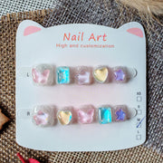 365nails: "aurora dream fairy" – short round handmade kids press-on nails