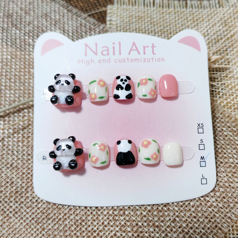 365nails: "pink sweetheart collection" – short round handmade kids press-on nails (4 styles)