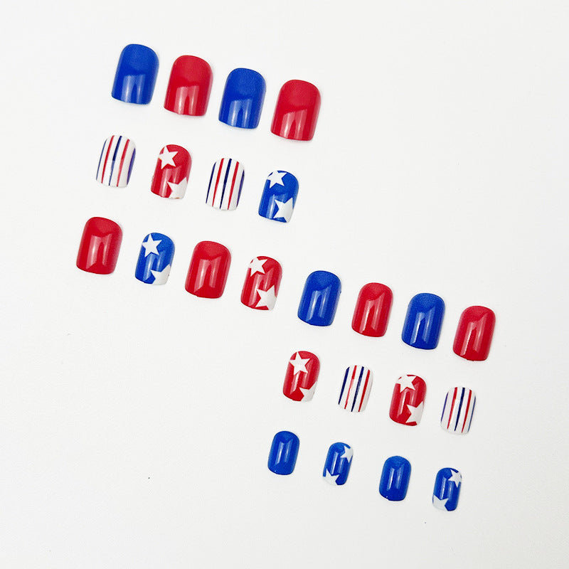 365nails: "American Spirit" – Solid Color Block & Flag Heart Printed Square Nails