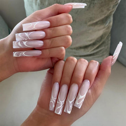 Wave Series White Wave Wear Nail Art Finished Fake Nail Nail Patch Nail Patch False Nails｜365nails