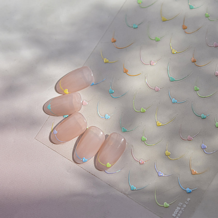 Minimalist Smile Line Collection: "Pearl Smile" – 3D Holographic Nail Sticker