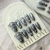 [Foto real hecha a mano] La Reina Madre de Occidente lleva un dedo de viento de plata brillante de las Spice Girl que se puede usar repetidamente | 365nails