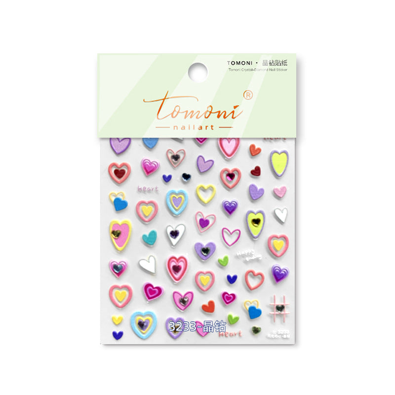 365nails: "holographic crystal heart layered set" – Nail Art Stickers