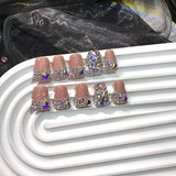 Nude Gloss Nails with AB Crystal Luxe Accents