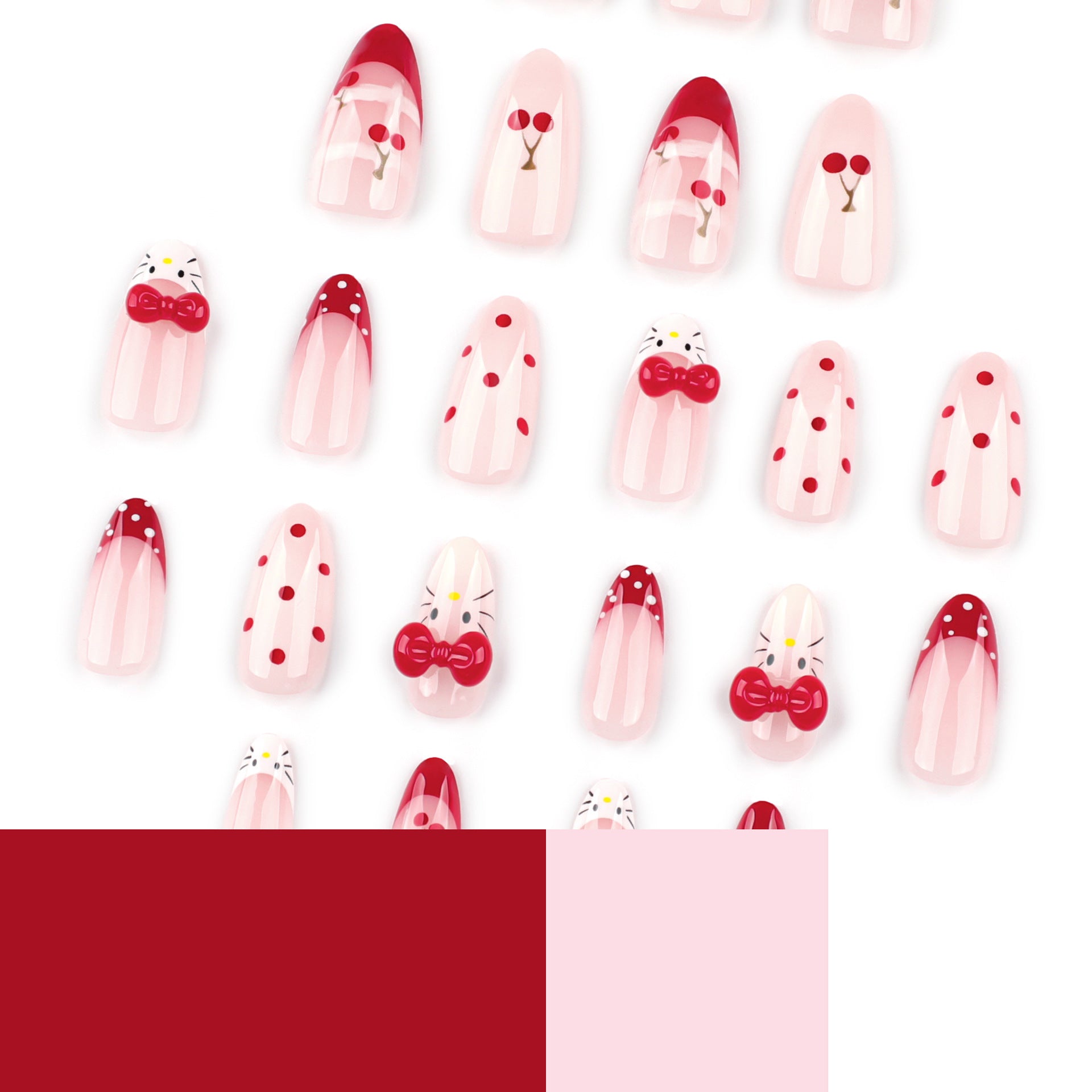 Sweet bow polka dots cute press-on nails