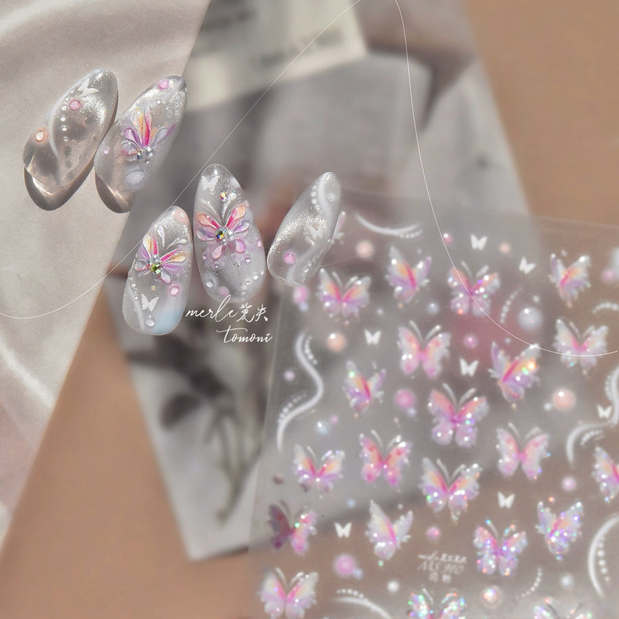 365nails: "iridescent purple butterfly embossed set" – Nail Art Stickers