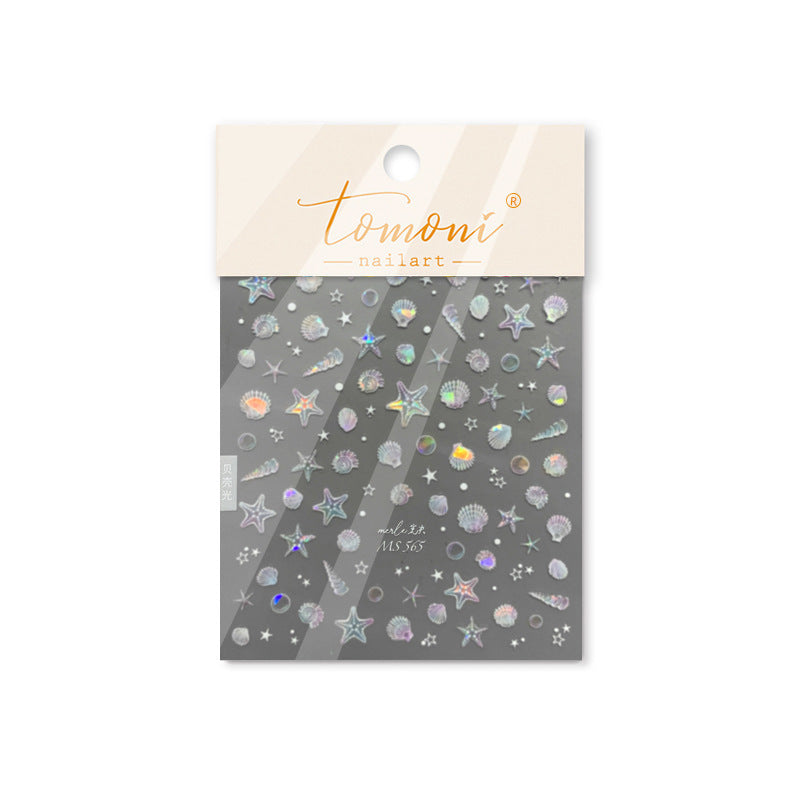 Holographic Seashell Star – Ocean Dream Nail Art Stickers