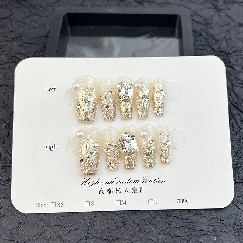 Pure hand-worn manicure spring and summer whitening magic mirror powder sugar cube bright diamond detachable hand-worn manicure｜365nails