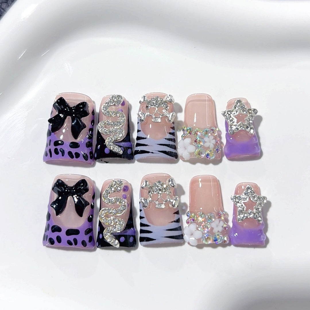 Dark Wild: "Purple Serpent" – Short Square Edgy Press-On Nails