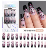 Press on nails fake nail patch extension nail Spice Girl medium rectangle removable 24 pieces with drill manicure