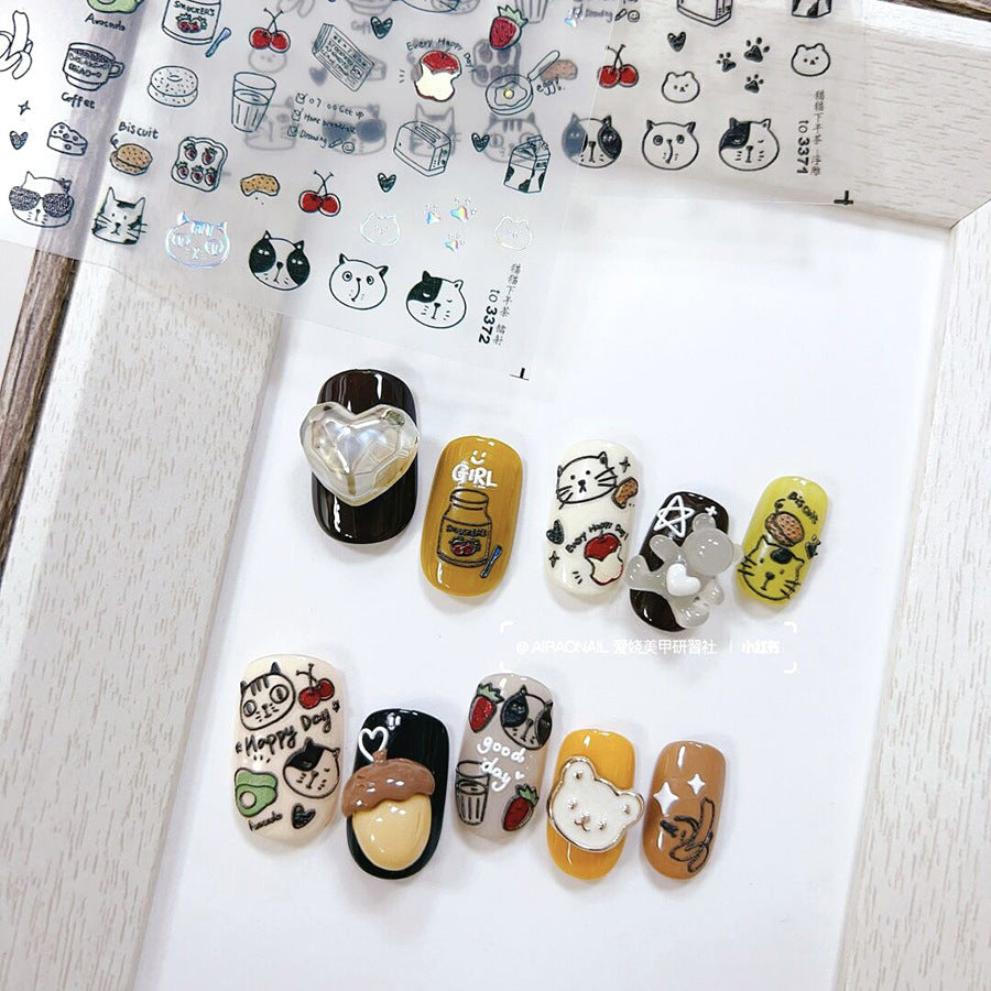 Holographic Daily Life Collection: "Cute Holographic Daily Items" – 3D Embossed Nail Sticker
