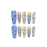 Hand-painted snake personality Spice girl graffiti blue matte monster eye handmade  style | 365nails