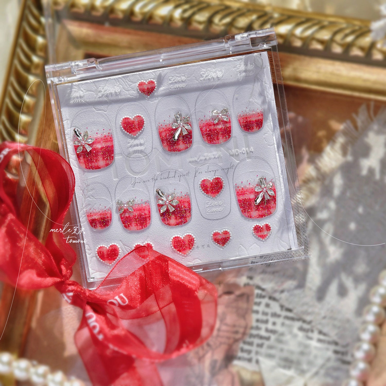 365nails: "set press-on nœud bijou écossais rouge" – Autocollants pour ongles