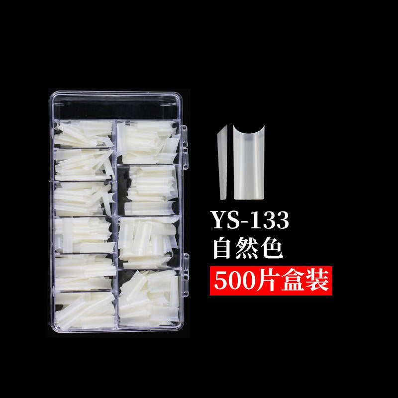 半貼式甲片，XXXL超長直型，淡雅法式透明假甲 (MOQ=3)