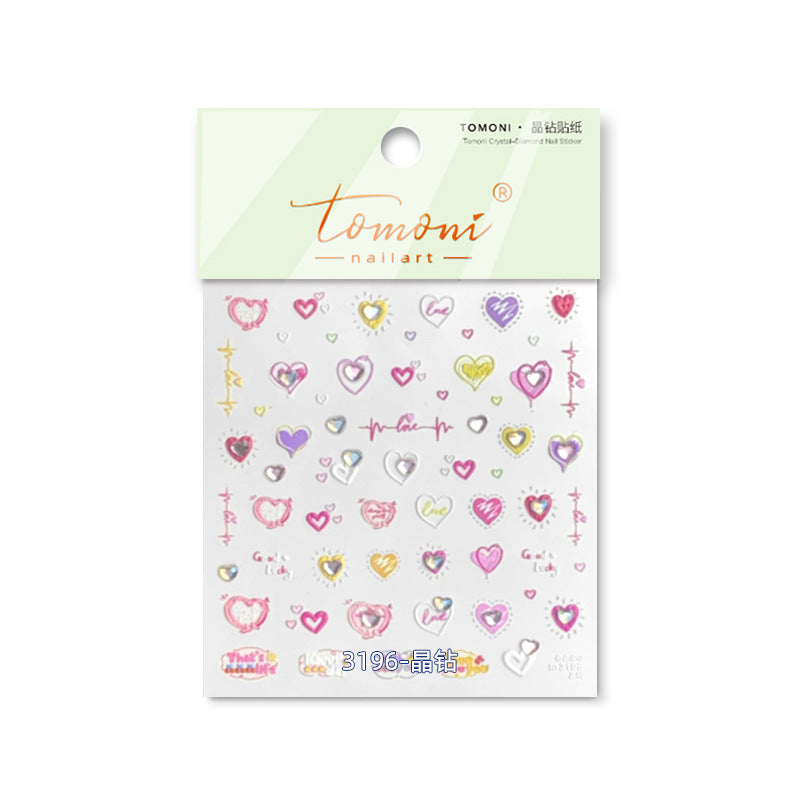 Pastel Heart & Star: "Sweet Y2K" – 5D Crystal Diamond Nail Sticker