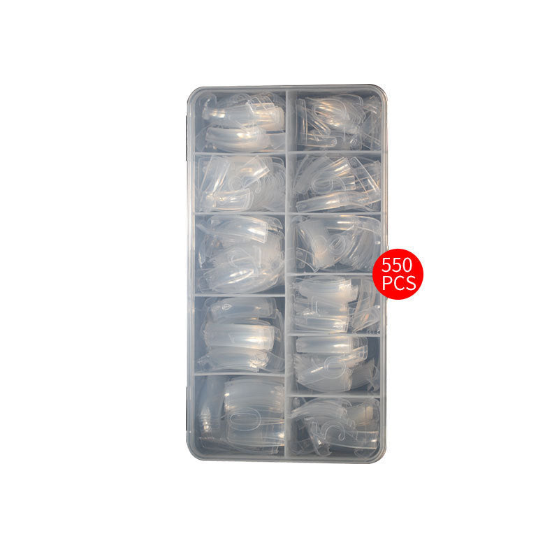 Nail Tips Semi-sticker nail pads 550 pieces boxed natural color French press on nails pads light and thin patches fake nail pads wholesale