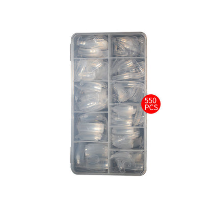 Nail Tips Semi-sticker nail pads 550 pieces boxed natural color French press on nails pads light and thin patches fake nail pads wholesale