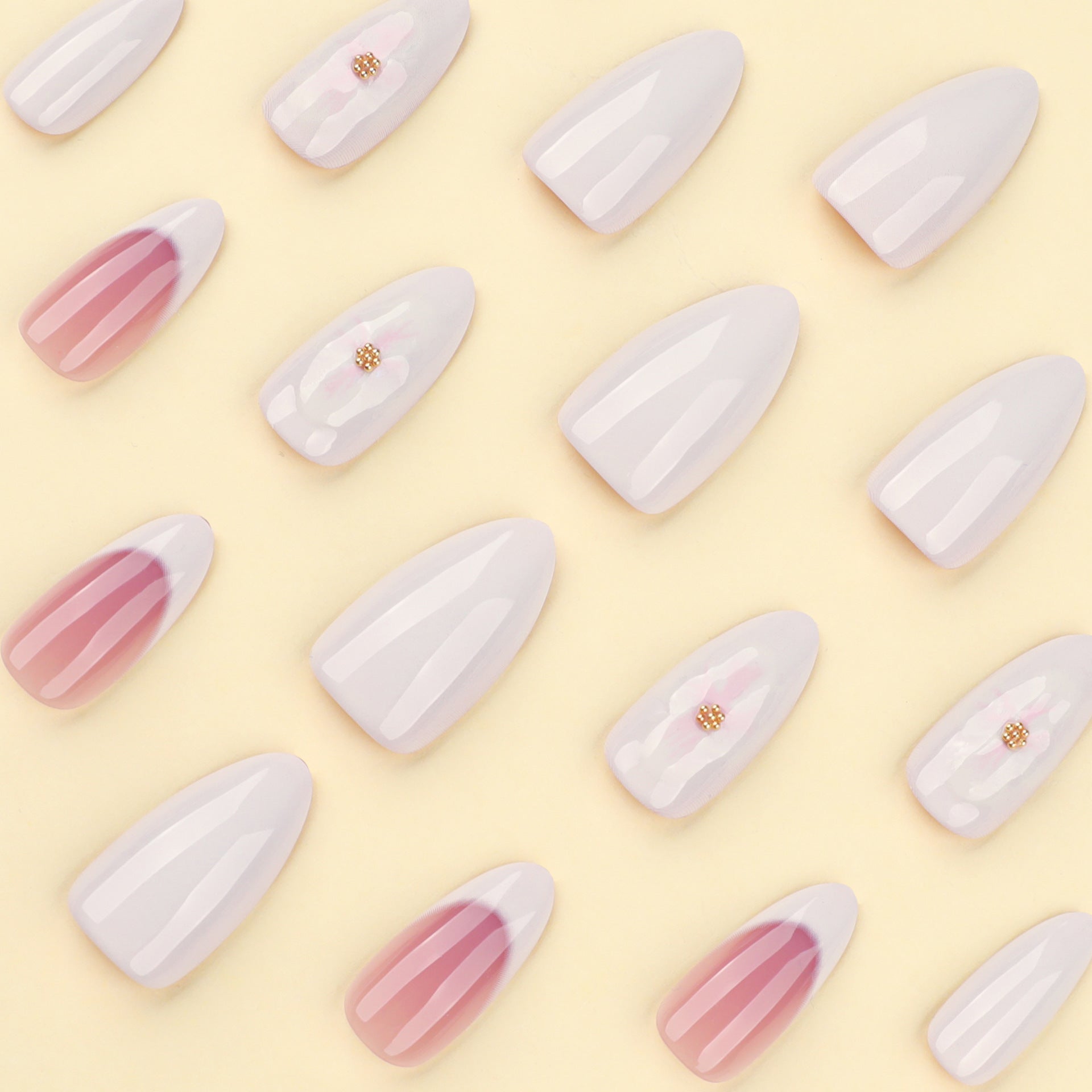 "Classic French & 3D Blossom" - Precision Crafted Press-On Nails