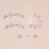 Manicura infantil con grafiti de perro, diseño de uñas para niña en rosa y blanco | 365nails