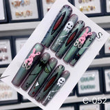 Extra Long 5.5cm Water Pipe Press-On Nails | Handmade Collection | Round Shape