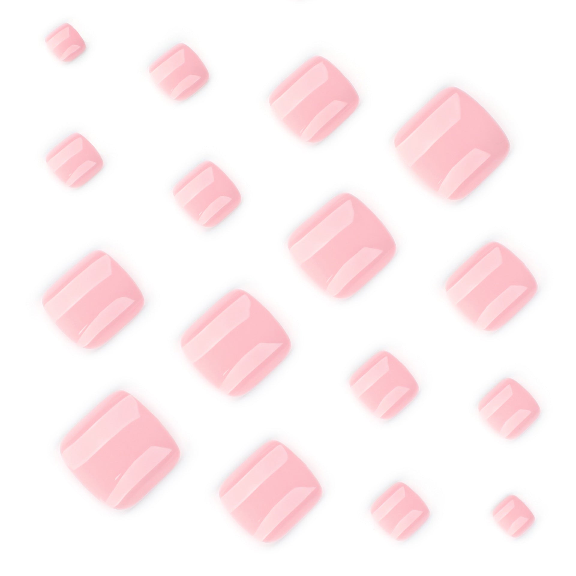 Nude pink solid color short square manicure and pedicure nail chips casual toe nail chips