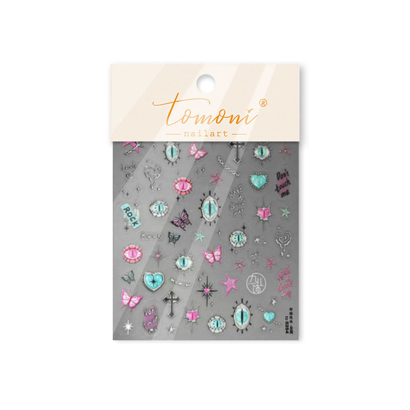 Gothic Punk Eye: "Edgy Rebel" – 3D Embossed Nail Sticker