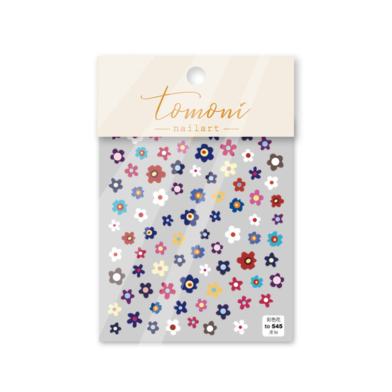 Colorful Daisy Nail Stickers – 5D Embossed Small Floral Set