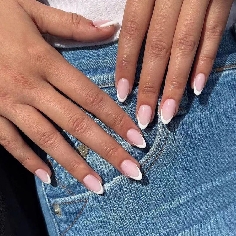 Simple French white edge  Wholesale finished nail patch  Short fake nail｜365nails