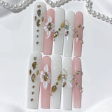 Pearl Blossom Crystal Elegant Extra Long Press On Nails