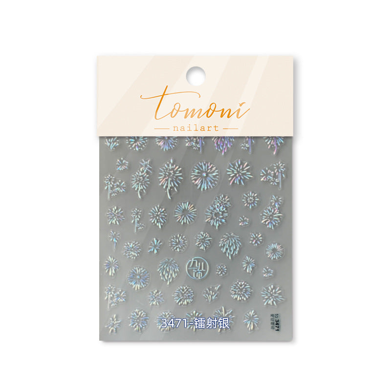 Shell Firework Collection: "Iridescent Sparkle" – 3D Holographic Nail Sticker