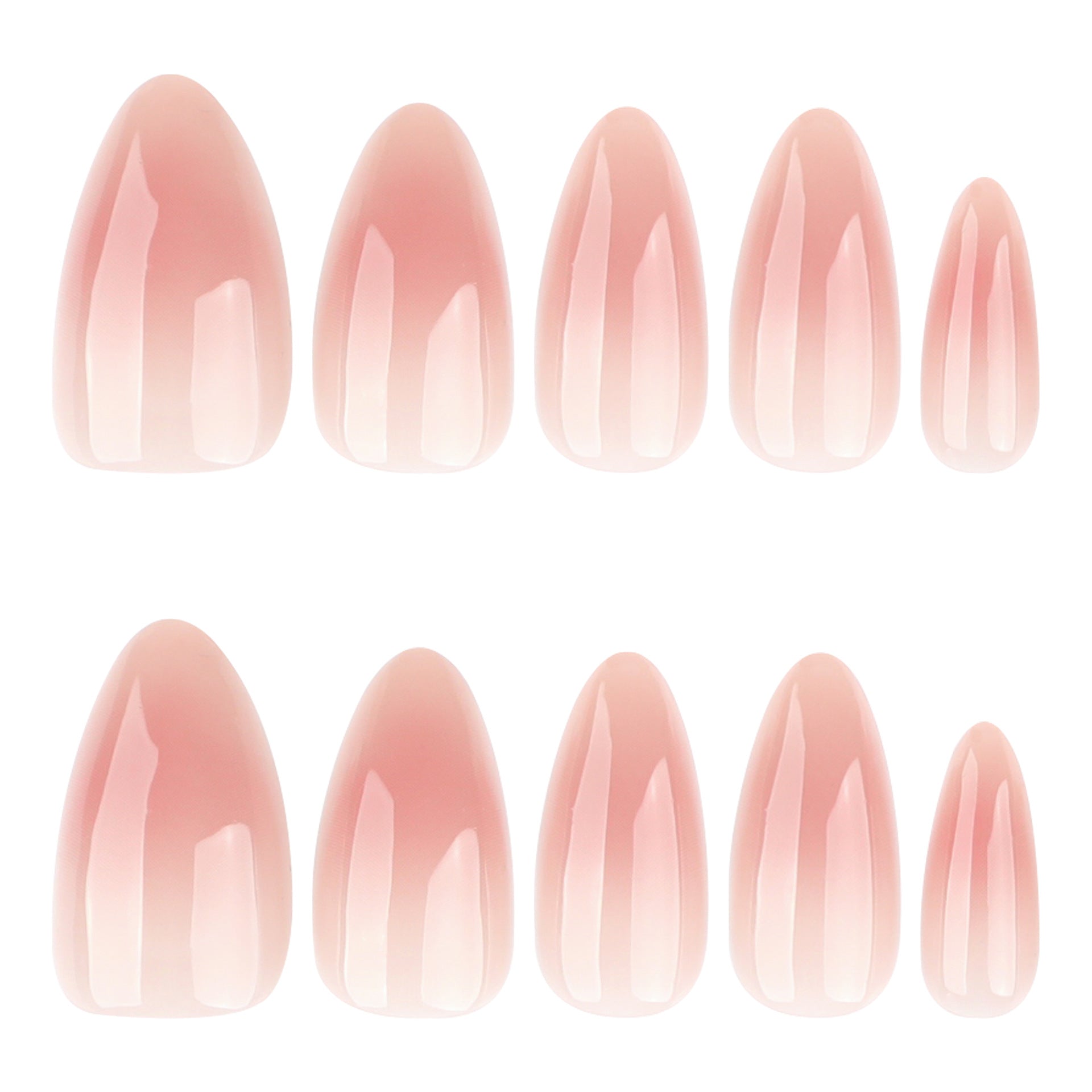 Simple nude blush smudge white almonds press-on nails