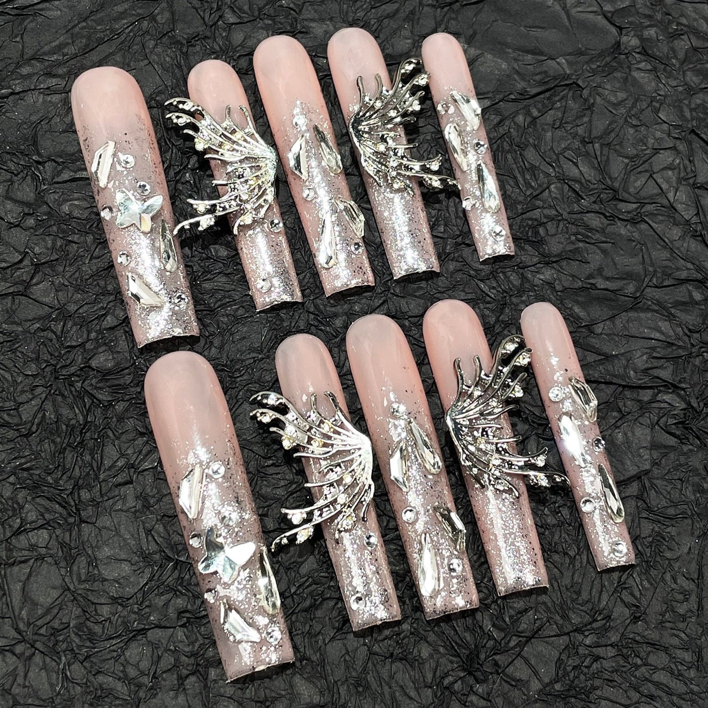 Sweet Cool Spice Girl Handmade Press-on Nails Explosion Heavy Industry Europe and America Super Long Water Pipe Nail Patch Wearable Nail Patch｜365nails